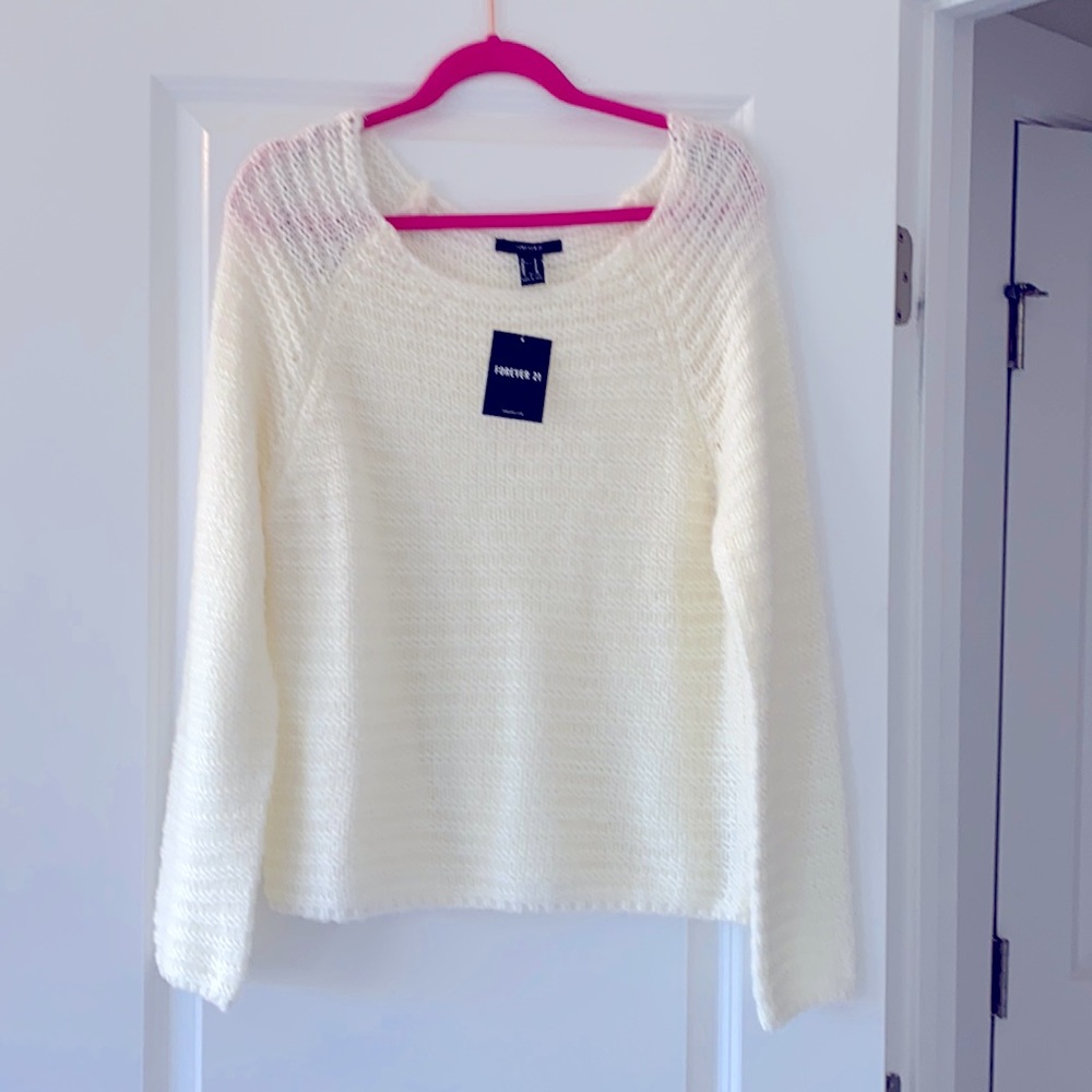 NWT!!! Forever 21 cream off the shoulder sweater. Size medium. New with tags.